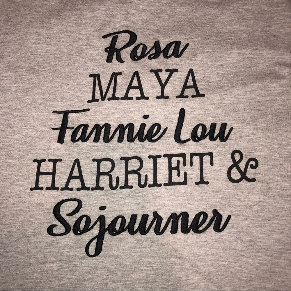 Sweet Soul Clothing Co Gray Rosa Maya Fannie Lou Harriet Sojourner T-Shirt SZ L